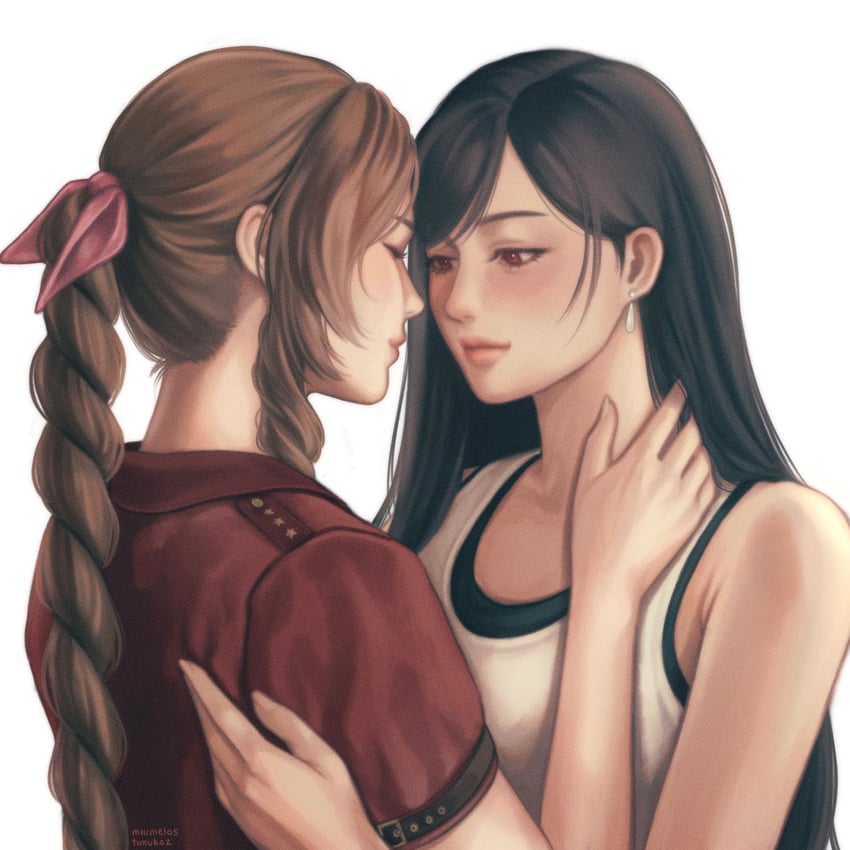 tifa lockhart and aerith gainsborough (final fantasy and 2 more) drawn by hanaflans