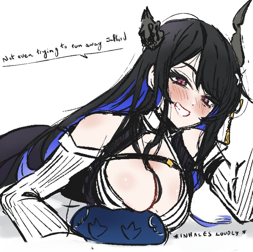 nerissa ravencroft and jailbird (hololive and 1 more) drawn by penguin_stamp