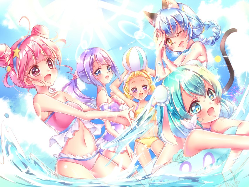 hagoromo lala, hoshina hikaru, yuni, kaguya madoka, amamiya elena, and 2 more (precure and 1 more) drawn by touki_matsuri