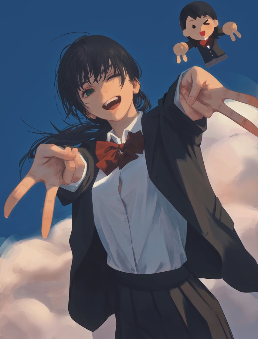 mitaka asa (chainsaw man and 1 more) drawn by yao_liao_wang