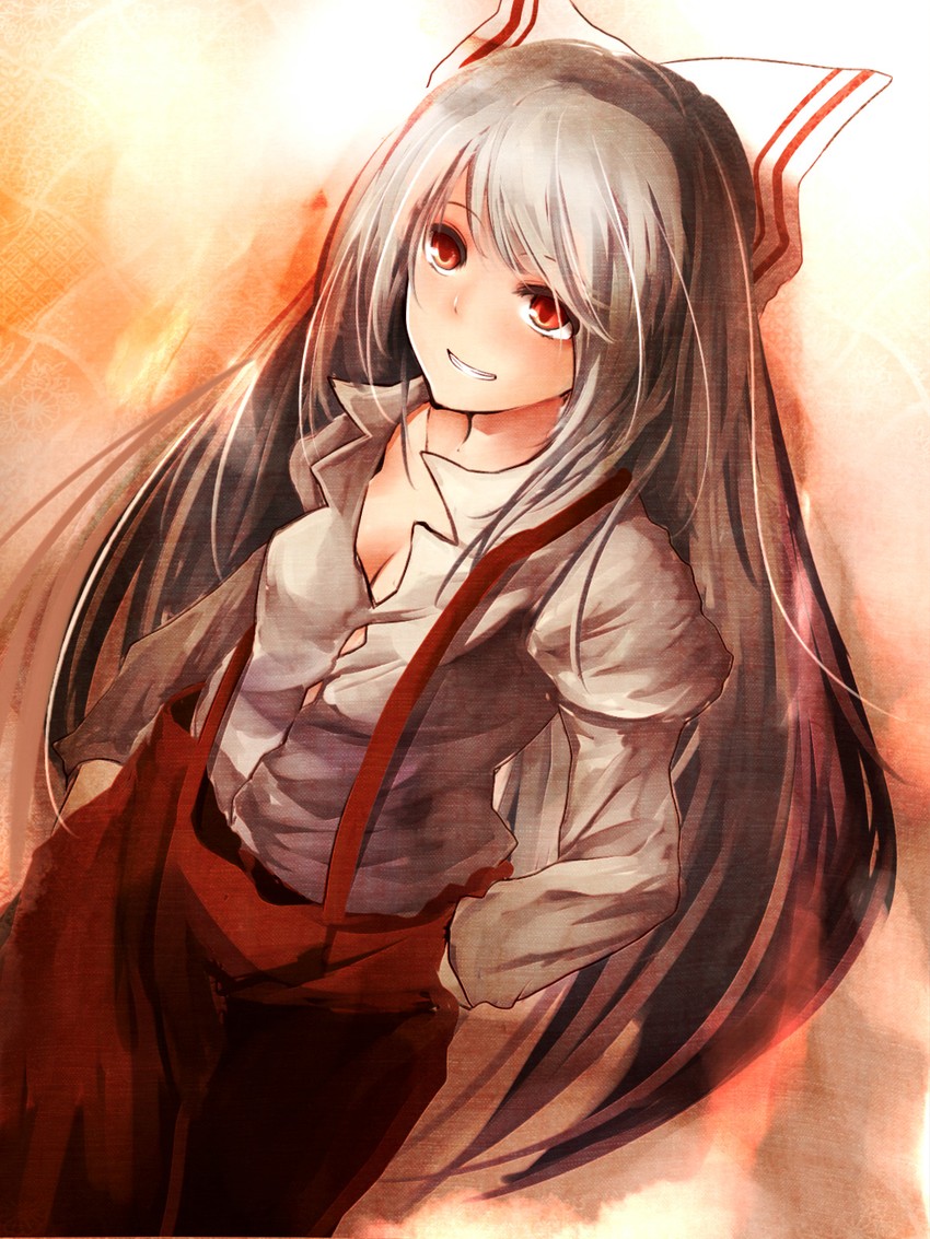 fujiwara no mokou (touhou) drawn by metalwasabi