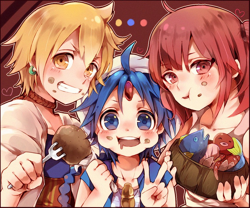 morgiana, aladdin, and alibaba saluja (magi the labyrinth of magic) drawn by pinko_(inazume-panko)