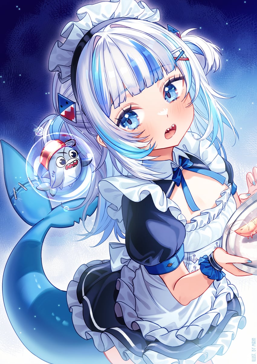 gawr gura, bloop, and ebi-chan (hololive and 1 more) drawn by by_mirin