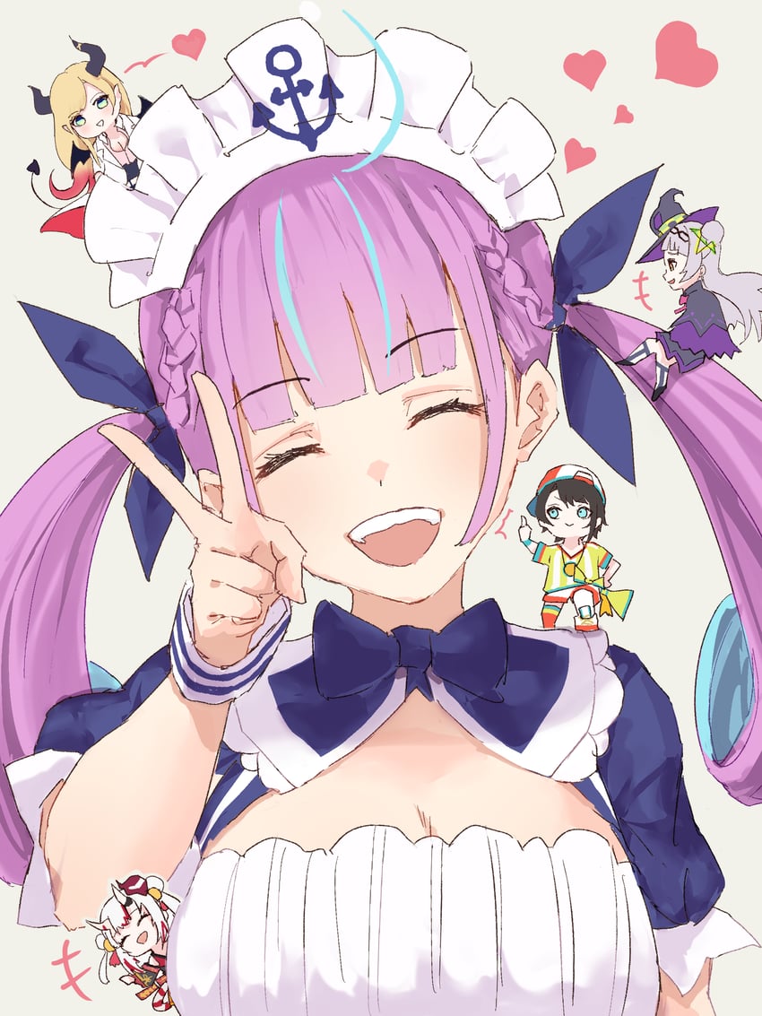 minato aqua, oozora subaru, murasaki shion, nakiri ayame, and yuzuki choco (hololive) drawn by azuma_(azmdraw)