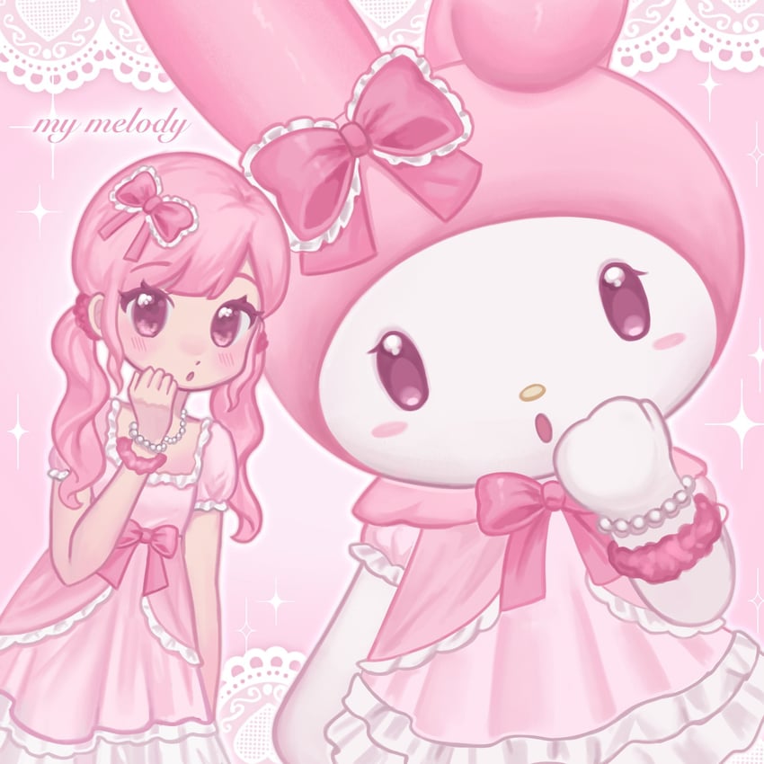 my melody (sanrio and 1 more) drawn by shino_(sh1noart)