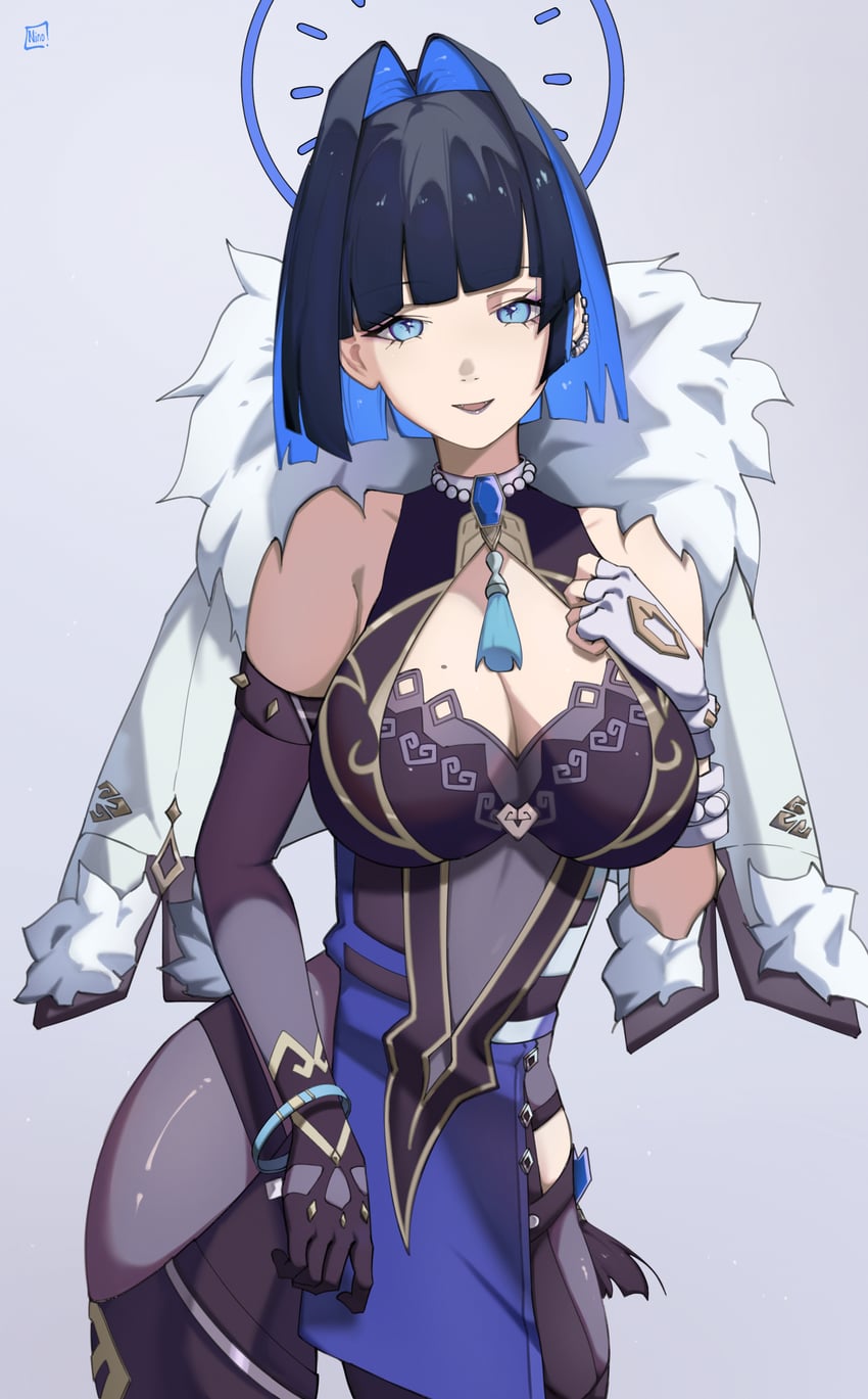 ouro kronii and yelan (hololive and 2 more) drawn by ninochuu