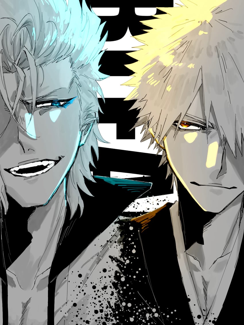 kurosaki ichigo and grimmjow jaegerjaquez (bleach) drawn by hhjr_3me