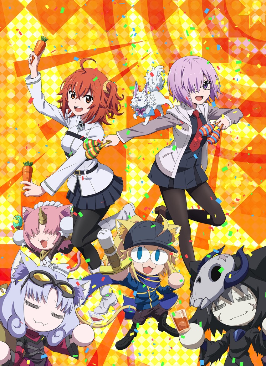 mash kyrielight, fujimaru ritsuka, fou, mysterious neco x, mysterious neco w, and 2 more (fate and 2 more) drawn by hirose_tomohito and morita_kazuaki