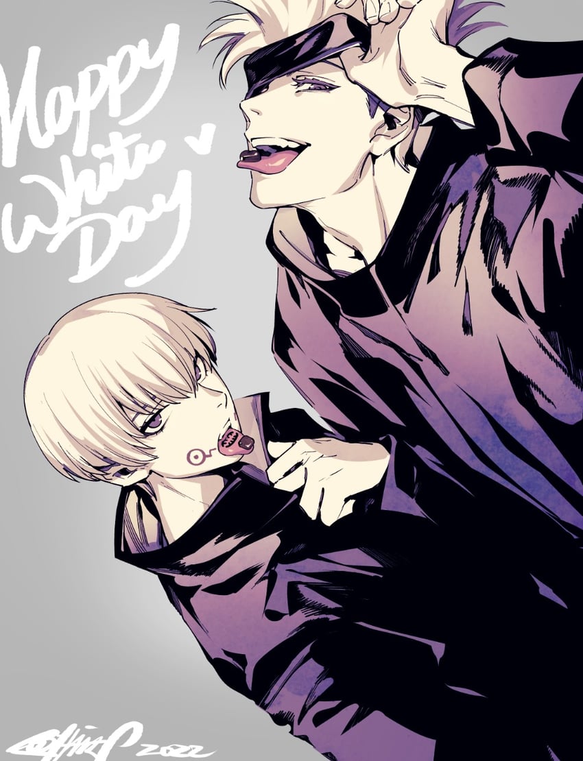 gojou satoru and inumaki toge (jujutsu kaisen) drawn by fishine
