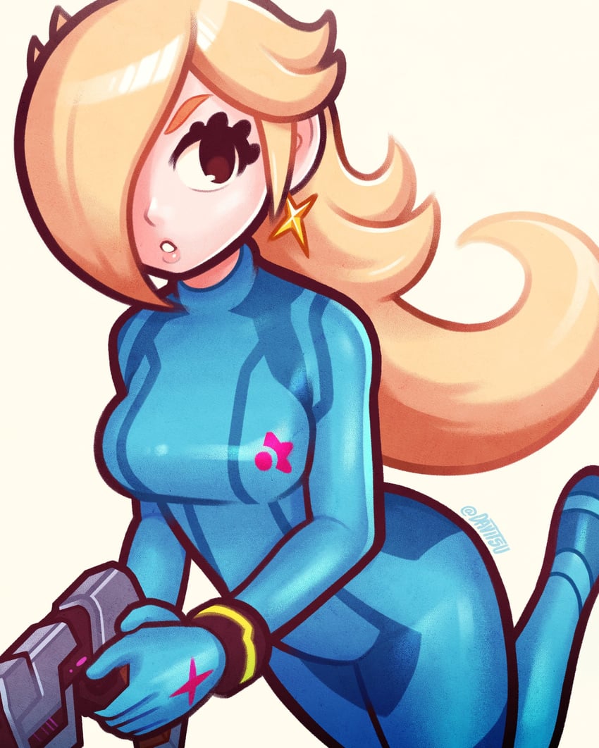 samus aran and rosalina (mario and 2 more) drawn by tsuvida
