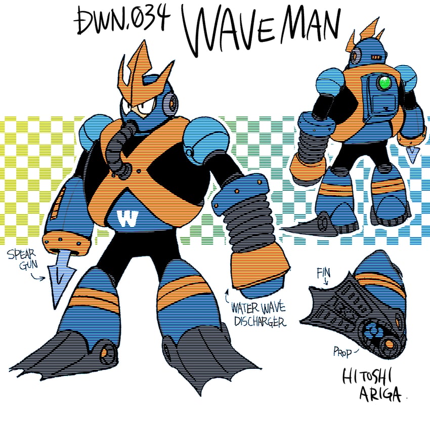 wave man (mega man and 2 more) drawn by ariga_hitoshi