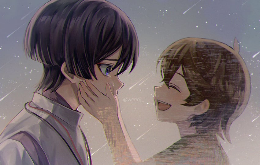 scaramouche and scaramouche's sickly friend (genshin impact) drawn by woooi