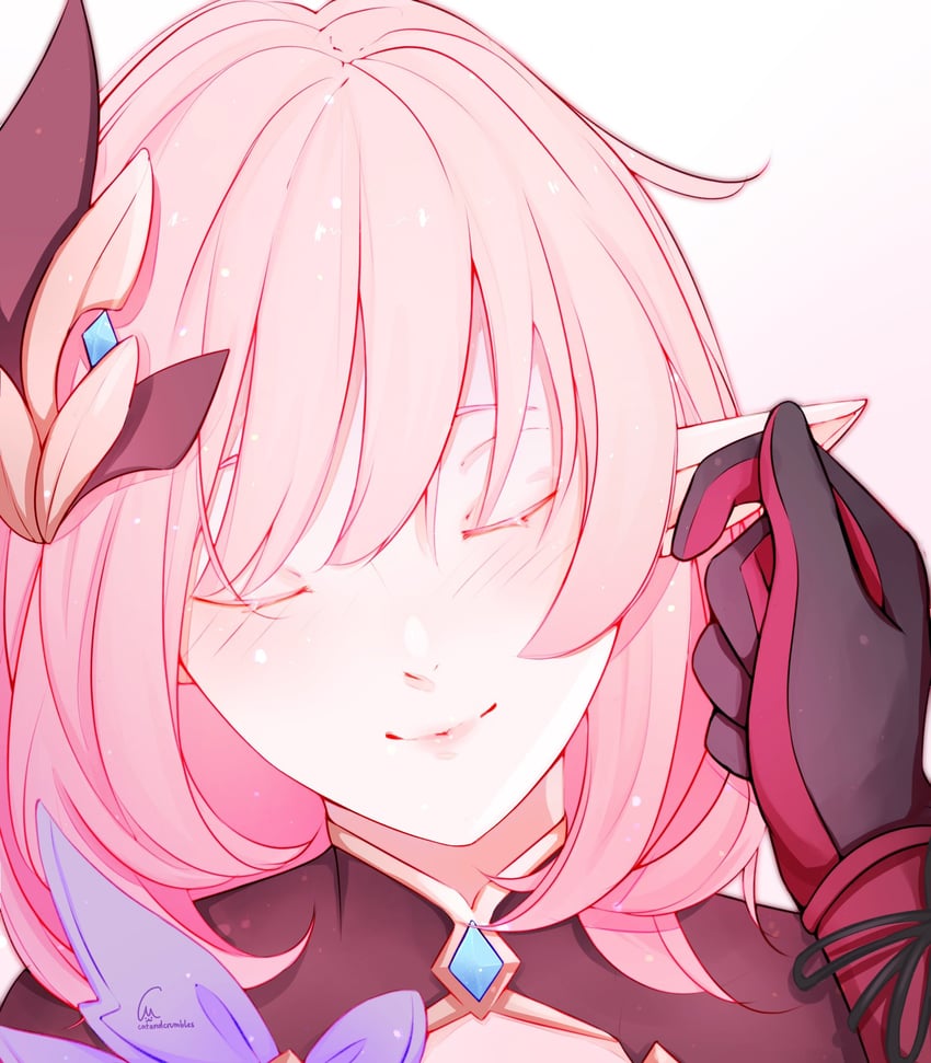 elysia and raiden mei (honkai and 1 more) drawn by catandcrumbles