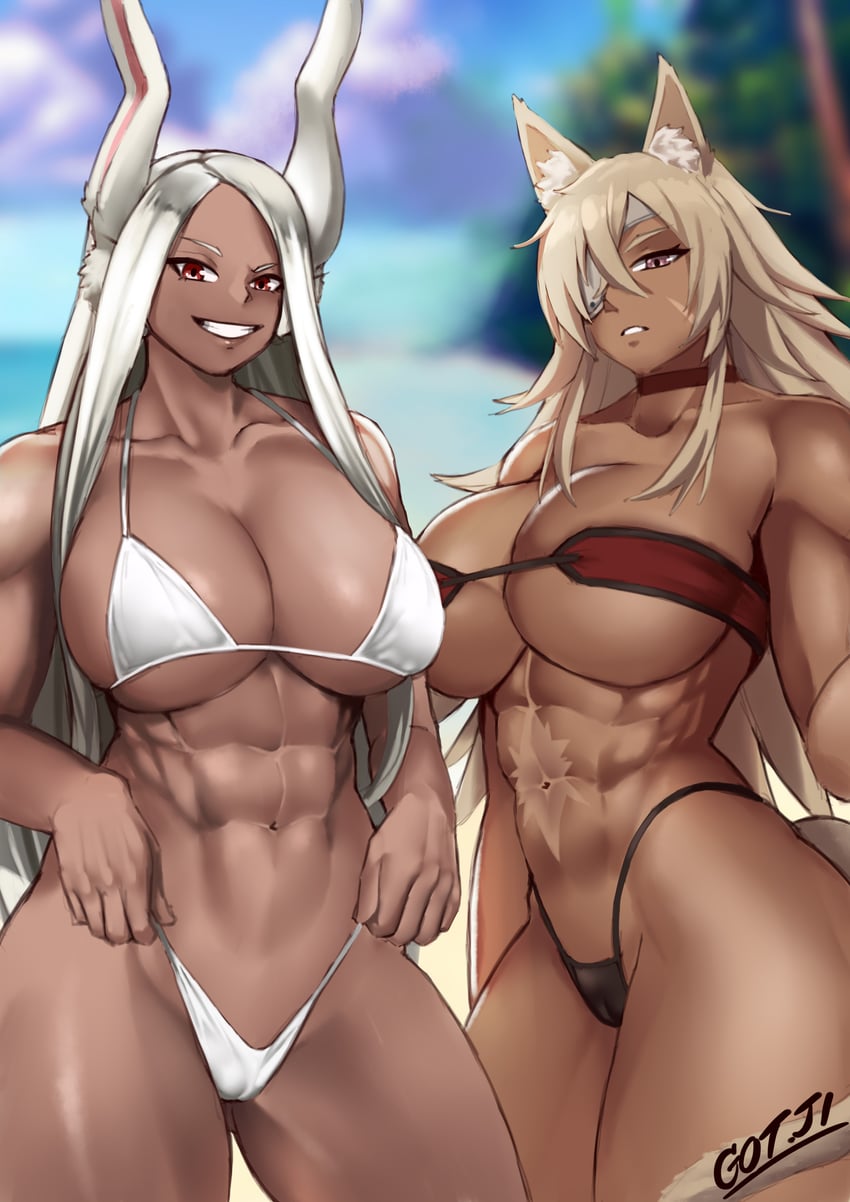 mirko and ghislaine dedoldia (boku no hero academia and 1 more) drawn by got_ji_(gojich1)