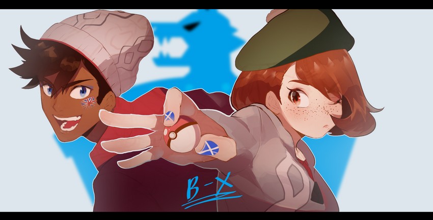 gloria and victor (pokemon and 1 more) drawn by sly-8