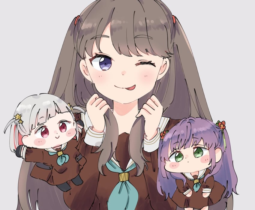 fujishima megumi, otomune kozue, and yugiri tsuzuri (love live! and 1 more) drawn by moso_(expect66)