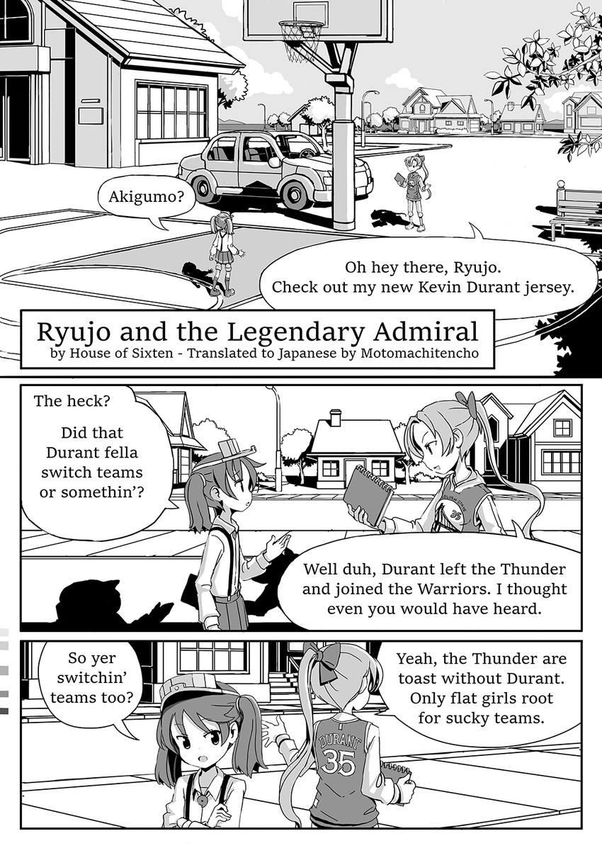 ryuujou, akigumo, and kevin durant (kantai collection and 2 more) drawn by sixten