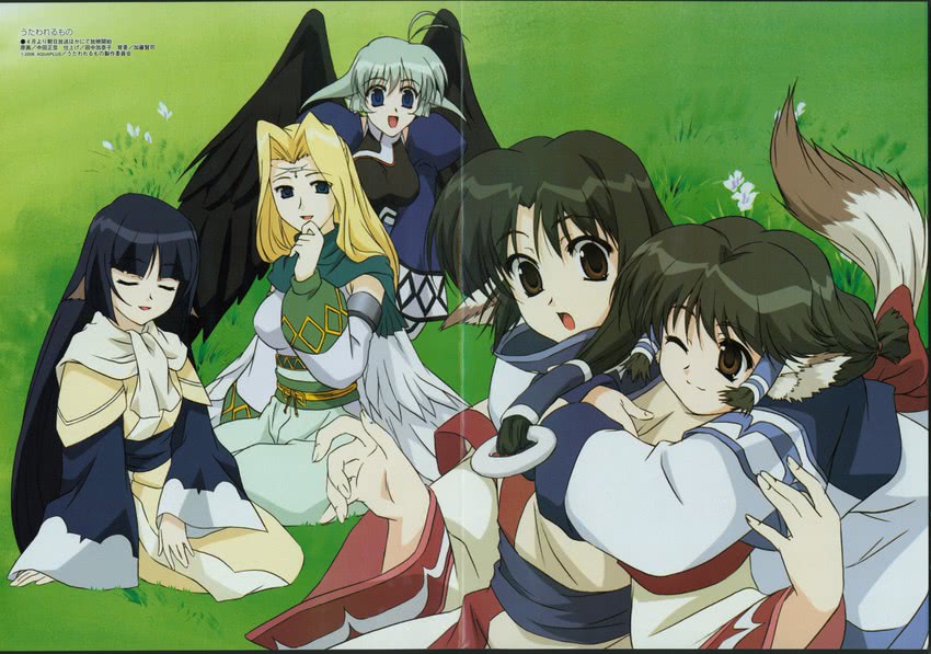 eruruu, aruruu, camyu, yuzuha, and ulthury (megami magazine and 1 more) drawn by nakata_masahiko