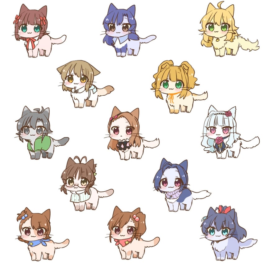 hoshii miki, kisaragi chihaya, amami haruka, kikuchi makoto, shijou takane, and 8 more (idolmaster and 2 more) drawn by hutaba