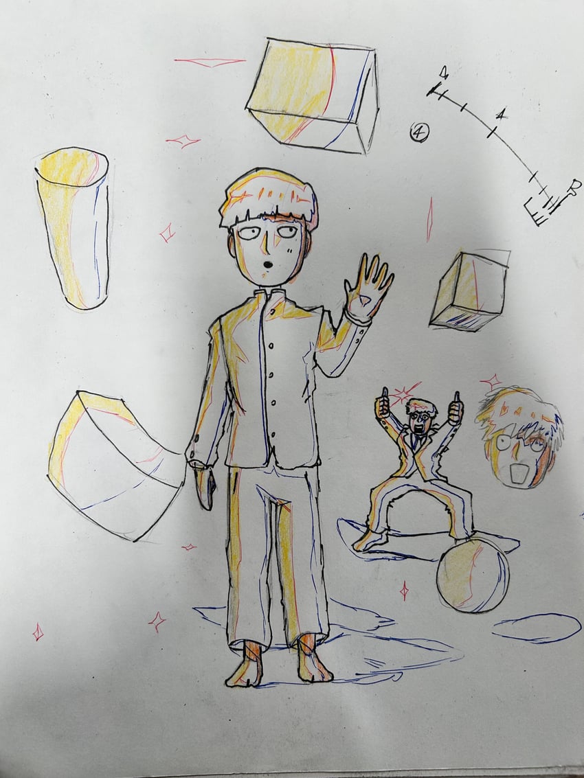 kageyama shigeo and reigen arataka (mob psycho 100) drawn by oktoberfools