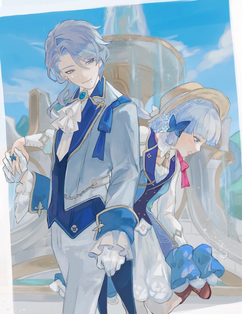 kamisato ayaka and kamisato ayato (genshin impact) drawn by mumu_vosp
