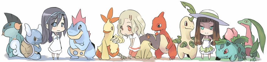 ivysaur, quilava, charmeleon, wartortle, bayleef, and 4 more (pokemon and 3 more) drawn by jitsu_hidari