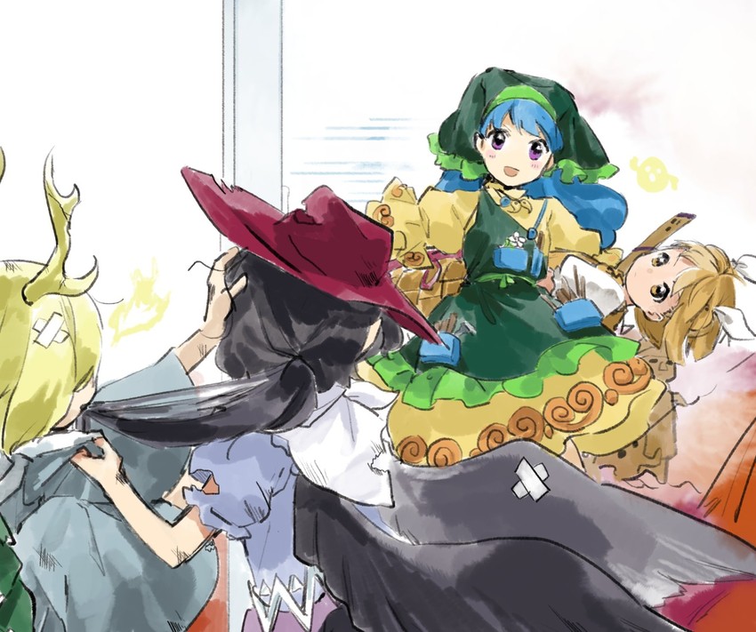 kicchou yachie, kurokoma saki, haniyasushin keiki, and joutouguu mayumi (touhou) drawn by kaigen_1025