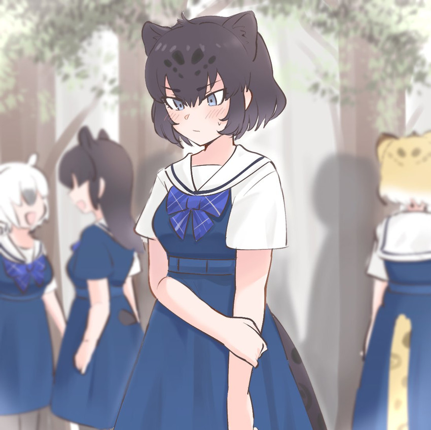 jaguar, southern tamandua, black jaguar, and malayan tapir (kemono friends and 1 more) drawn by tmtkn1