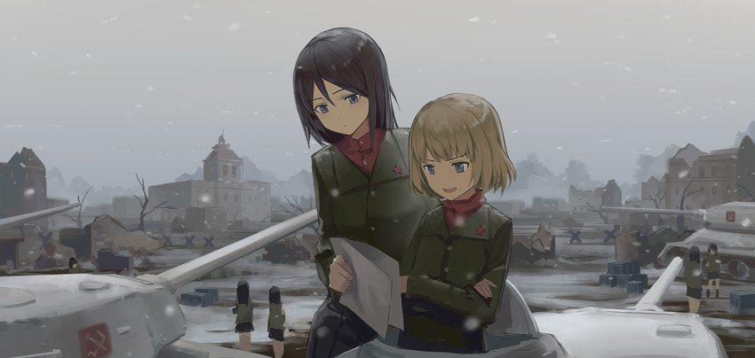 katyusha and nonna (girls und panzer) drawn by huanxiang_heitu