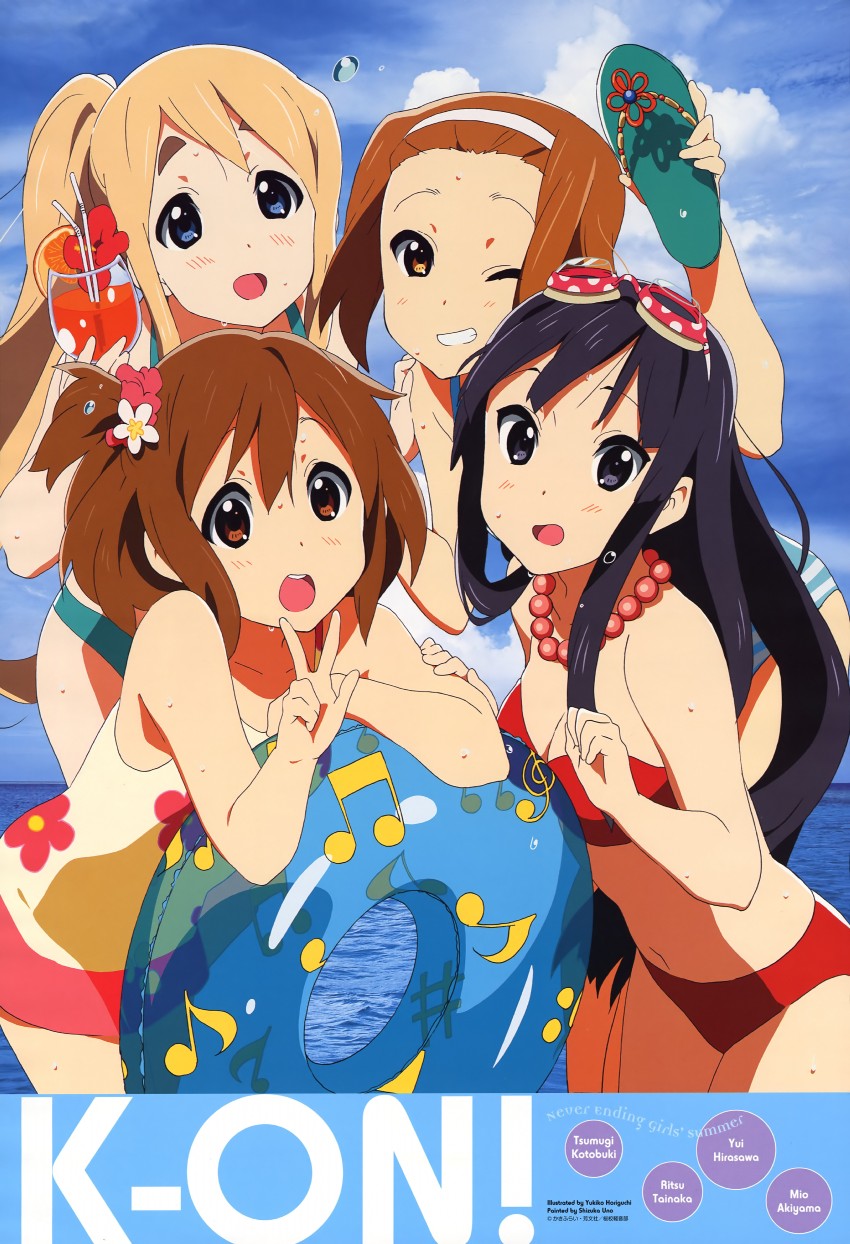 akiyama mio, hirasawa yui, tainaka ritsu, and kotobuki tsumugi (k-on! and 1 more) drawn by horiguchi_yukiko and uno_shizuka