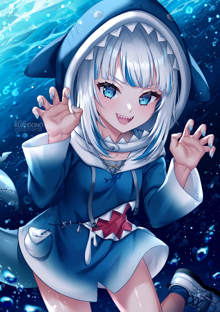 gawr gura (hololive and 1 more) drawn by kuriidono