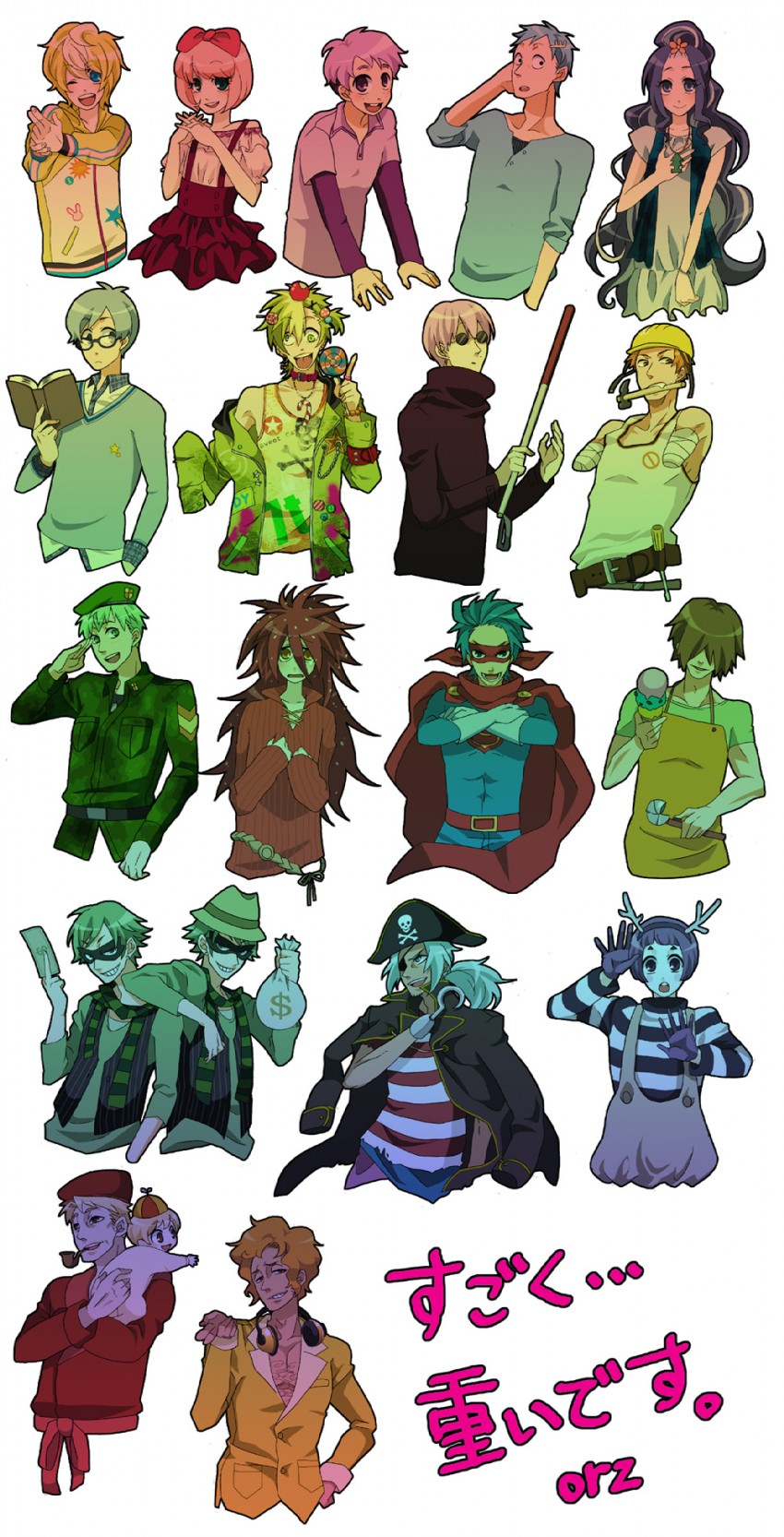 flaky, flippy, cuddles, splendid, giggles, and 15 more (happy tree friends) drawn by kurara