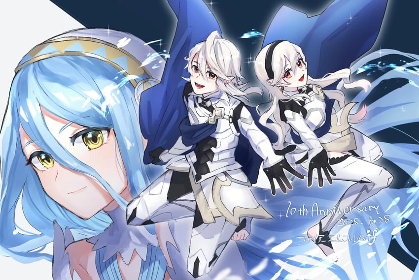 female corrin, azura, and male corrin (fire emblem and 1 more) drawn by leon0630claude