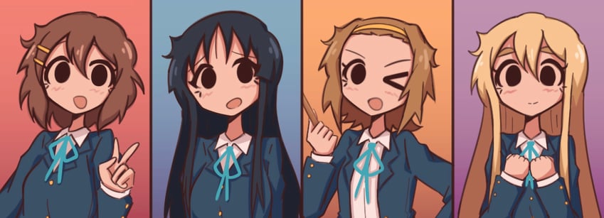 akiyama mio, hirasawa yui, tainaka ritsu, and kotobuki tsumugi (k-on!) drawn by sakakaorin