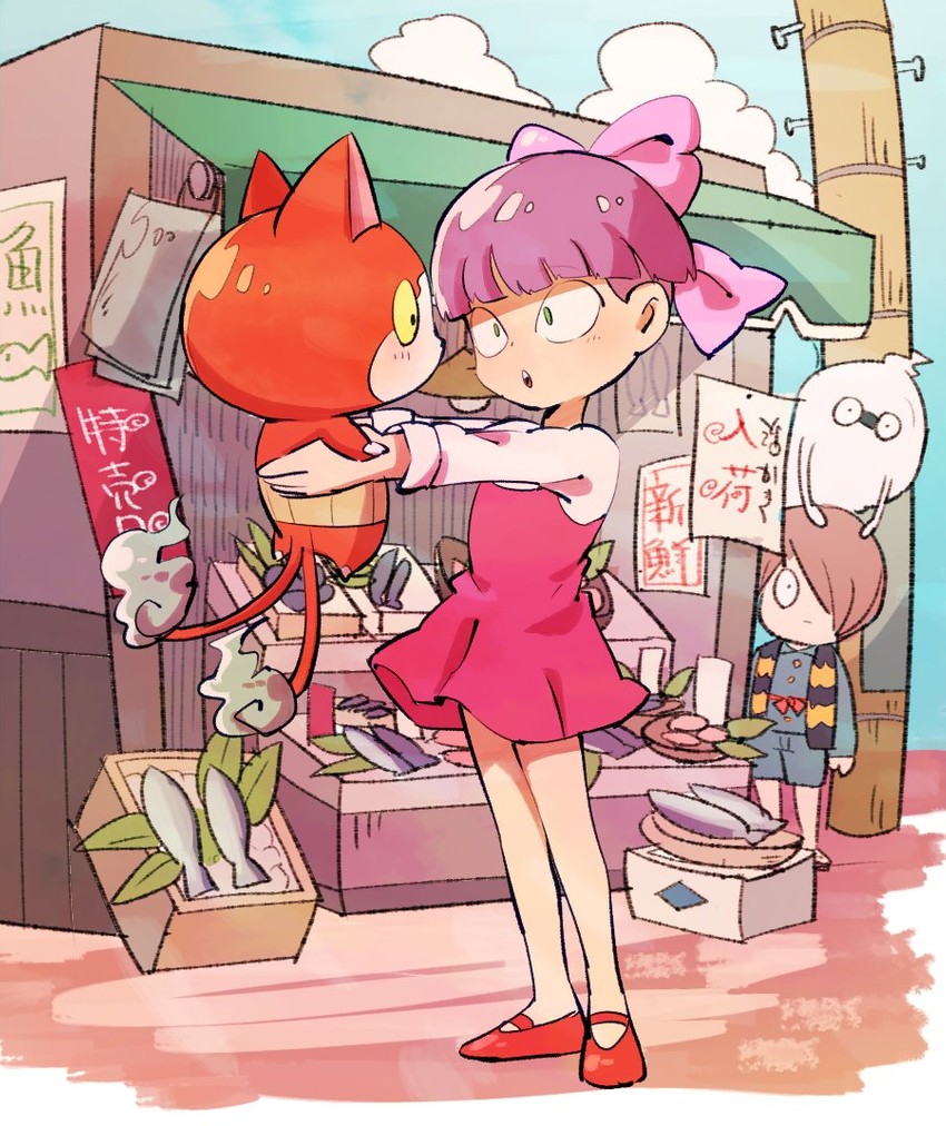 nekomusume, kitarou, jibanyan, and whisper (gegege no kitarou and 1 more) drawn by amazou