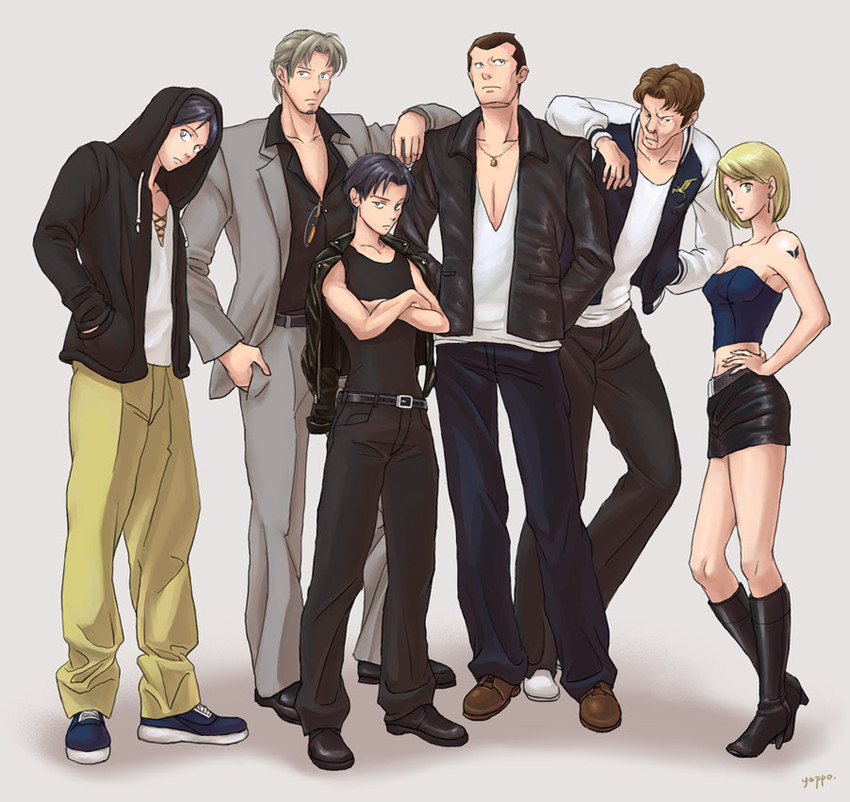 eren yeager, levi, petra ral, auruo bossard, erd gin, and 1 more (shingeki no kyojin) drawn by yappo_(point71)