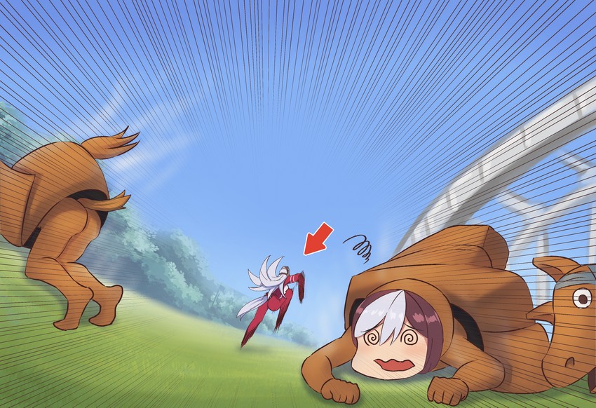 gold ship, silence suzuka, special week, and haribote elegy (umamusume and 1 more) drawn by tomuzou