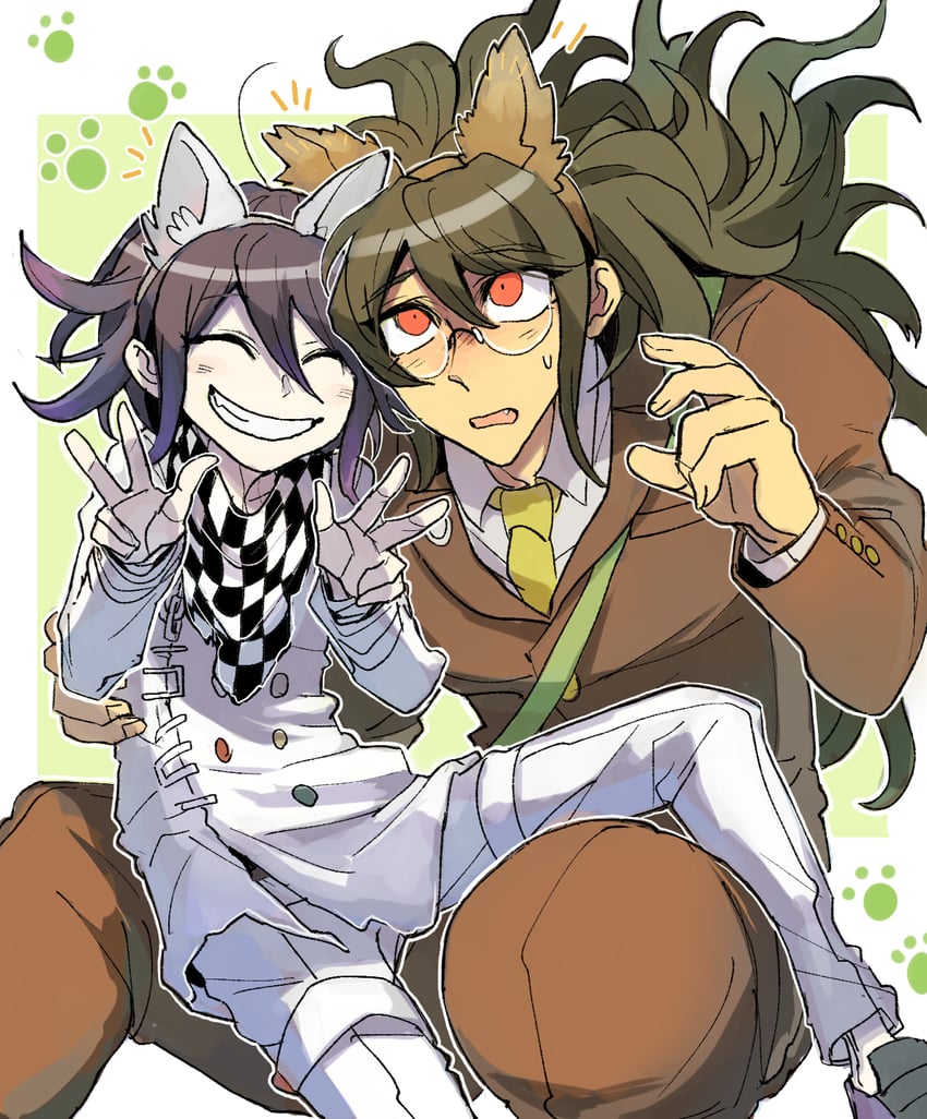 oma kokichi and gokuhara gonta (danganronpa and 1 more) drawn by kumakoro_(tetsupag)