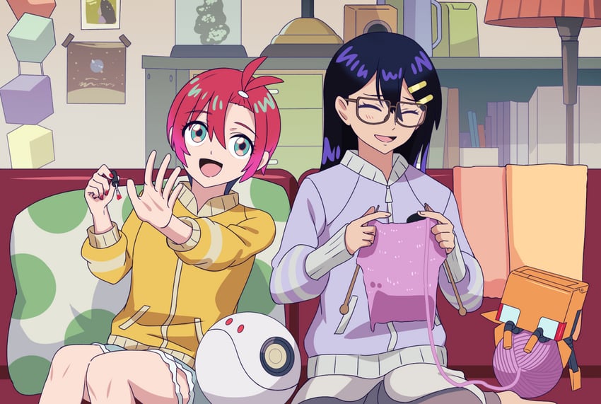 amate yuzuriha, haro, and nyaan (gundam and 1 more) drawn by aida_ranran