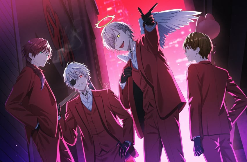 kuzuha, lauren iroas, daruma is god, and jasper7se (nijisanji and 2 more) drawn by kuroma_(bee)