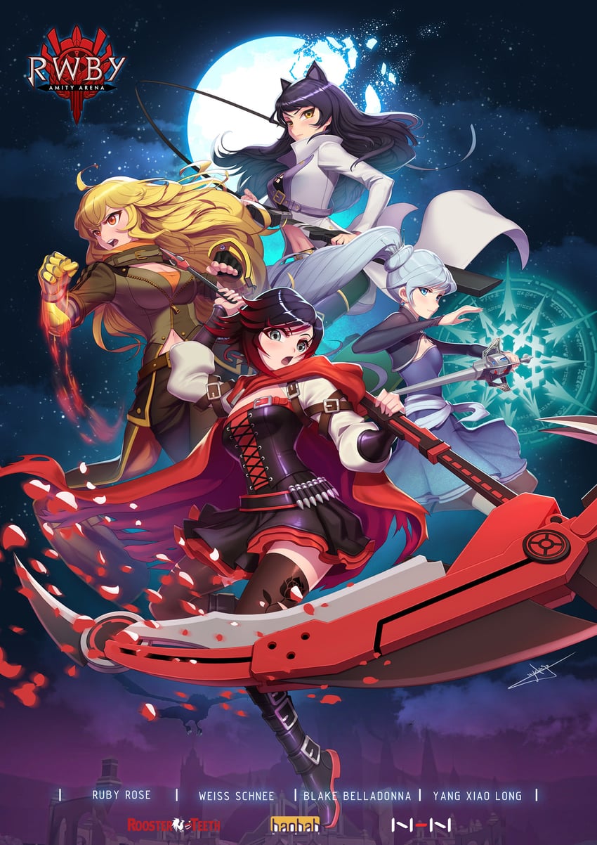 ruby rose, weiss schnee, yang xiao long, and blake belladonna (rwby) drawn by uyalago