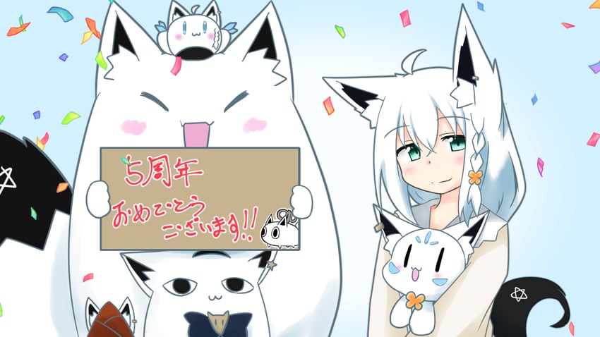 shirakami fubuki, sukonbu, miteiru, oruyanke, fubuzilla, and 2 more (hololive) drawn by aryuaryuryu