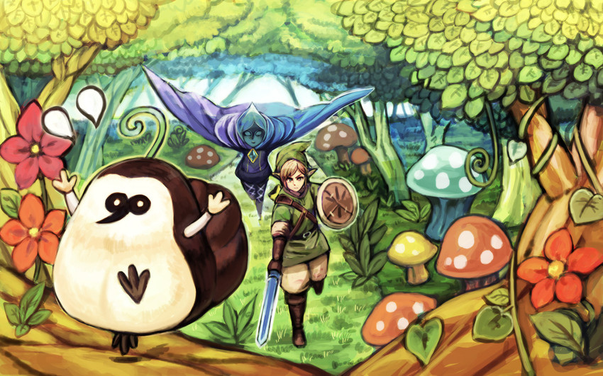 link, fi, kikwi, and machi (the legend of zelda and 1 more) drawn by mitsumachi_senji