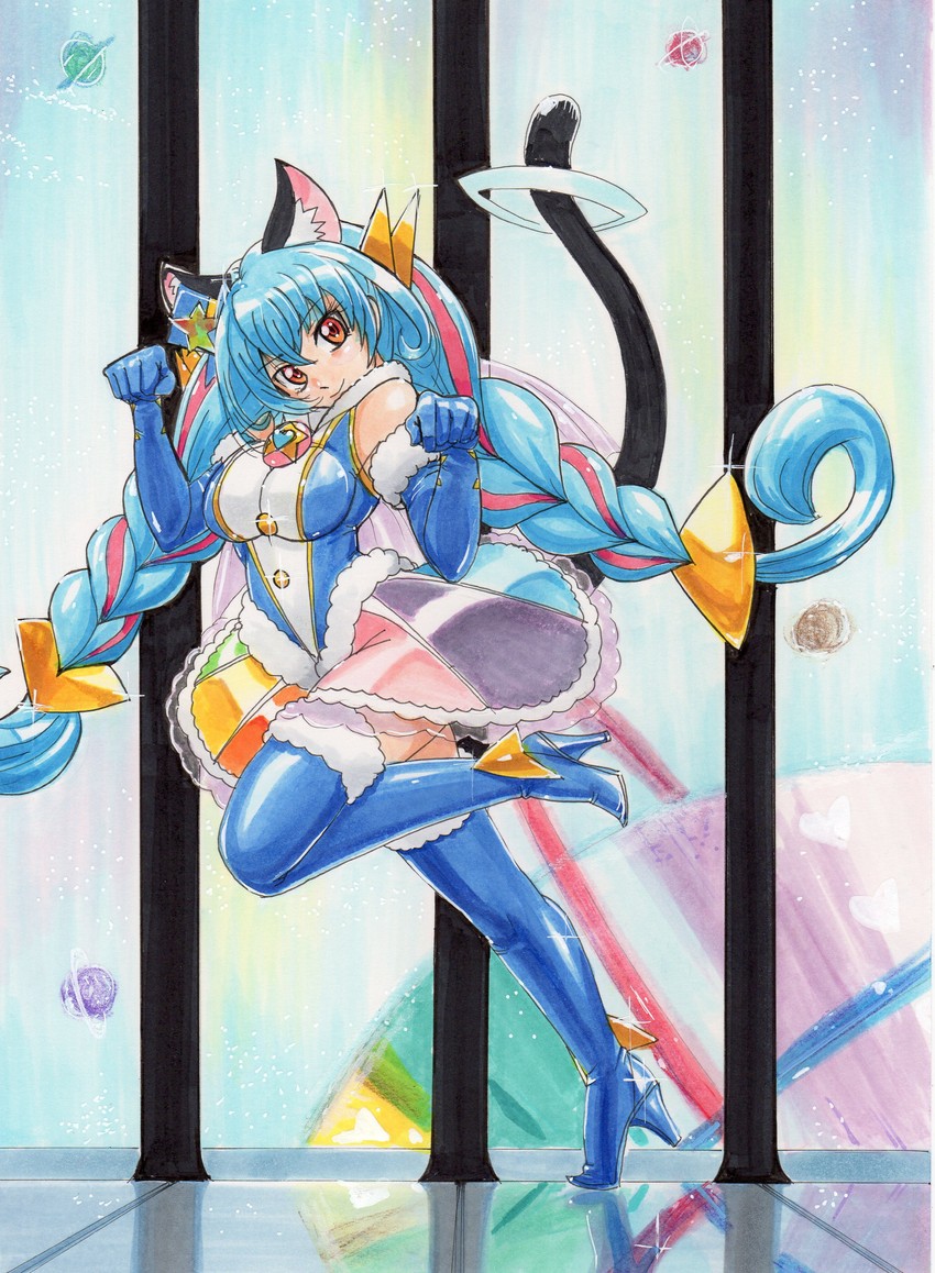 yuni and cure cosmo (precure and 1 more) drawn by hayami_jin