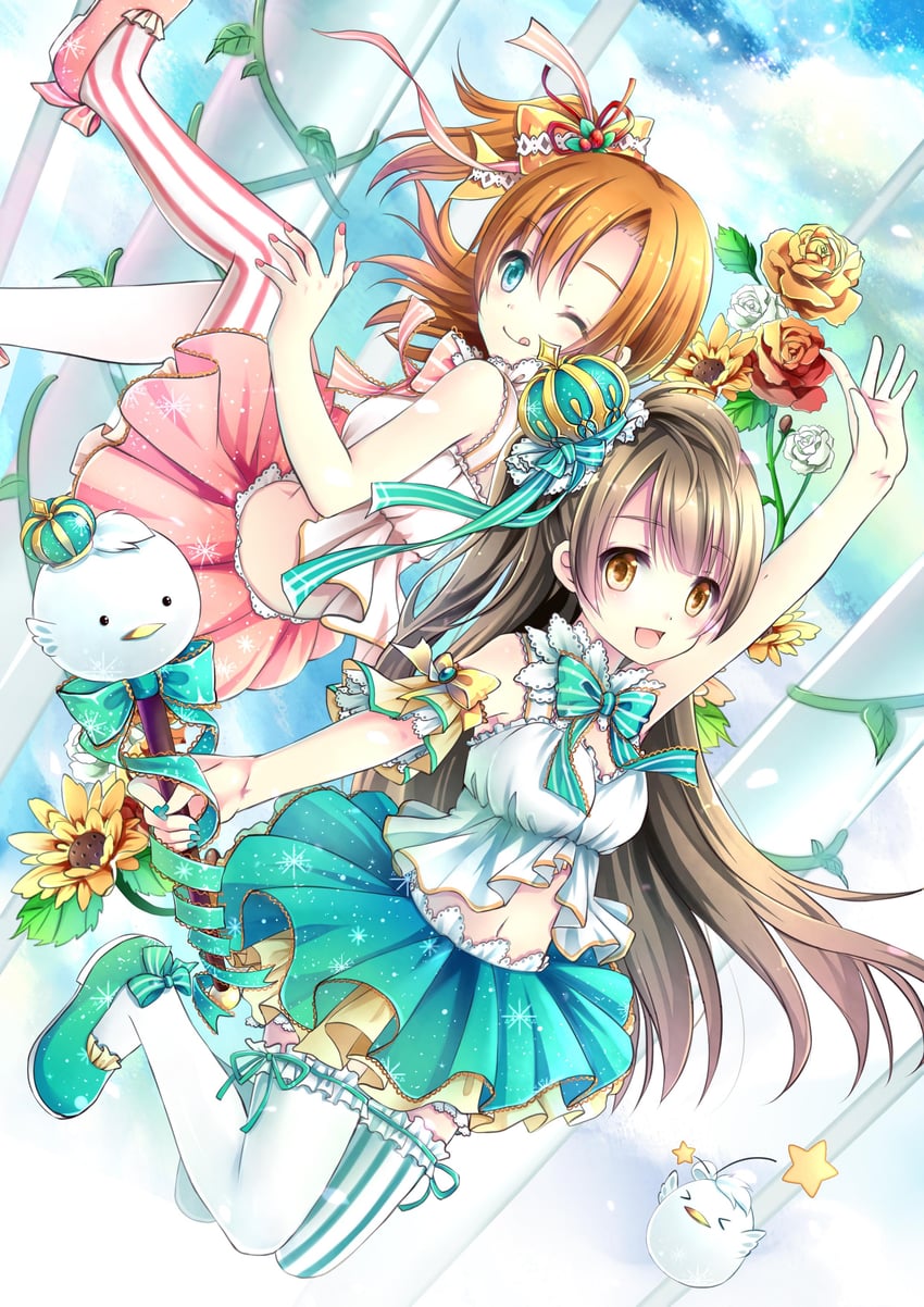 minami kotori and kosaka honoka (love live! and 2 more) drawn by gyaza