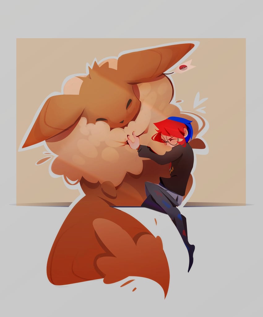 eevee and penny (pokemon and 1 more) drawn by tamii_(tampokedex)