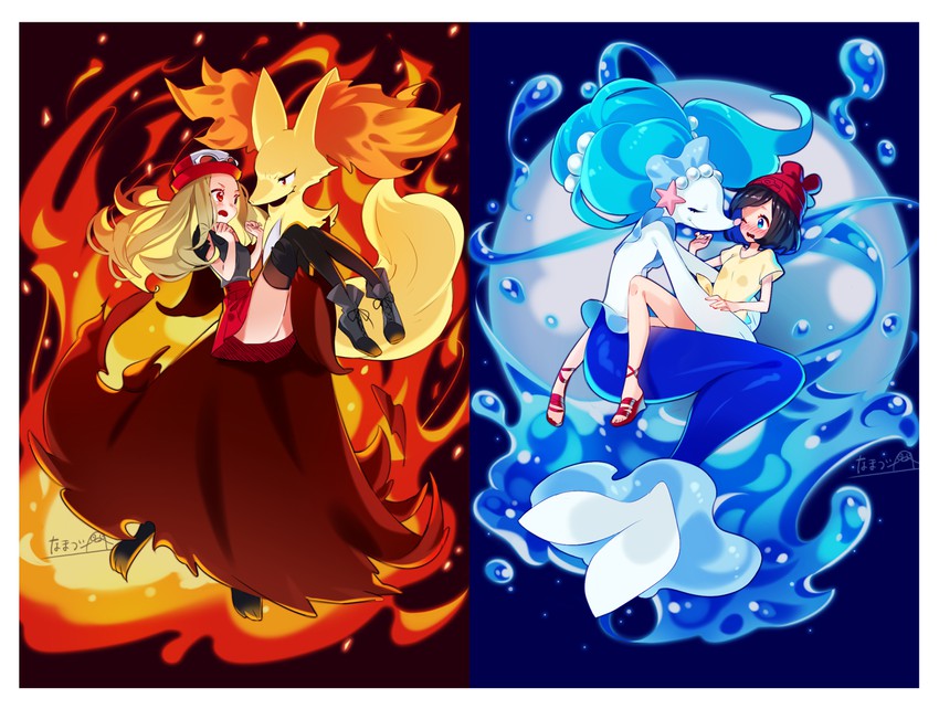 serena, selene, primarina, and delphox (pokemon and 2 more) drawn by namazu_(dc_27546)