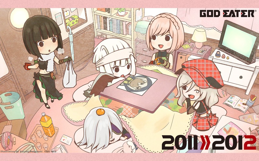 alisa ilinichina amiella, daiba canon, soma schicksal, tachibana sakuya, chiot, and 1 more (god eater and 1 more) drawn by kurumi_kobayashi