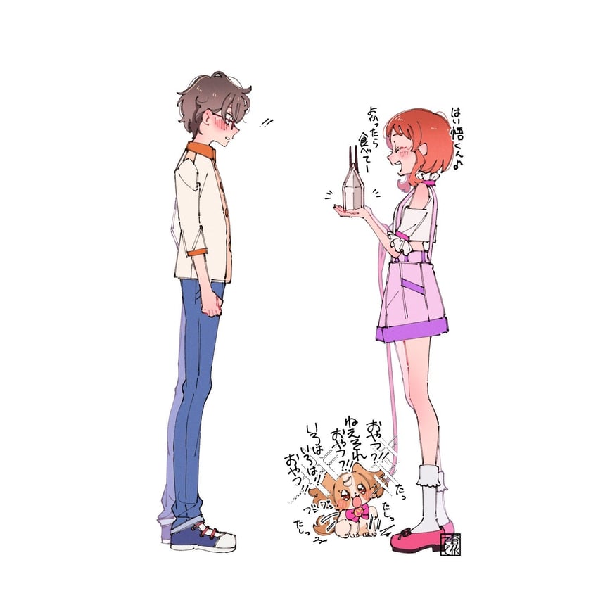 inukai komugi, inukai iroha, and toyama satoru (precure and 1 more) drawn by aoi_tete