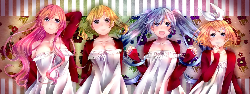 hatsune miku, kagamine rin, megurine luka, and gumi (vocaloid) drawn by suminosumire